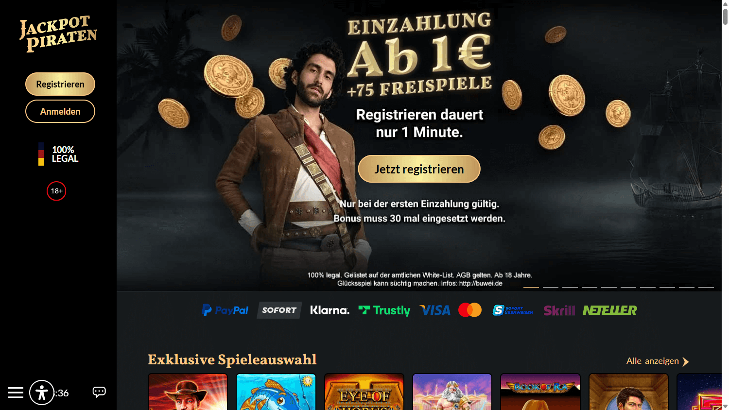 JackpotPiraten Casino Desktop screenshot